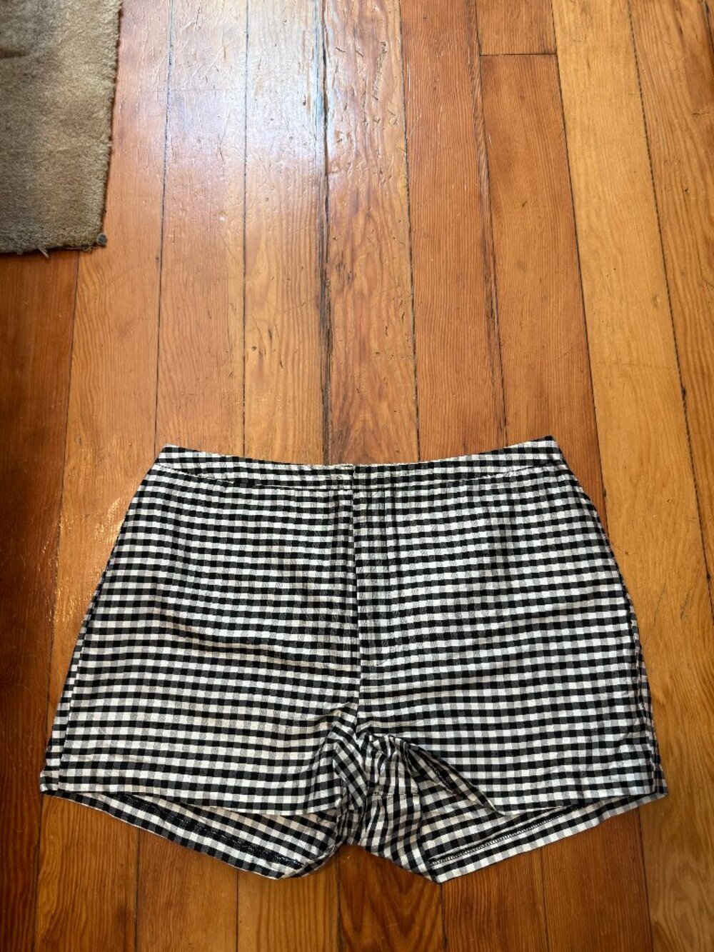Betsey Johnson Vintage Black & White Gingham Silk Hot Pants